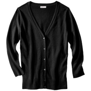 Merona Womens Plus Size 3/4 Sleeve V Neck Cardigan Sweater   Black 2