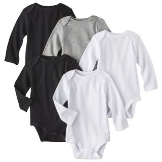 Circo Newborn 5 Pack Long sleeve Bodysuit   White/Grey/Black 6 9 M