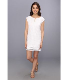 Laundry by Shelli Segal Linen T Dress w/ Lace Womens Dress (White)