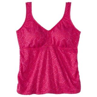 Womens Plus Size Crochet Tankini Swim Top   Fire Red 24W