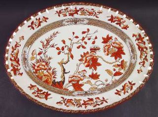 Spode Indian Tree Orange/Rust 16 Oval Serving Platter, Fine China Dinnerware  