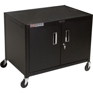 Wilson Metal Cabinet Cart   Lockable, Black, 24 Inch W X 18 Inch D x 29 Inch H,