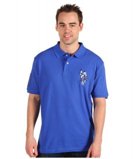 U.S. Polo Assn New Solid w/ Tonal Emb. Mens Short Sleeve Button Up (Blue)
