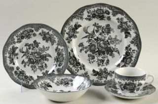 Johnson Brothers Asiatic Pheasant Black 5 Piece Place Setting, Fine China Dinner