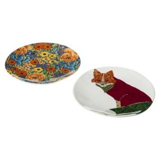 Threshold Fox and Floral Appetizer Plates Set of 8