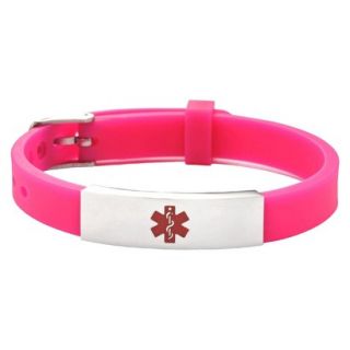 Hope Paige Medical ID Rubber Watch Band Style Adjustable Bracelet  Pink
