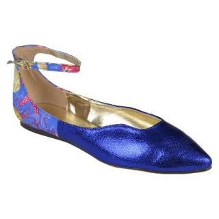 Womens Bamboo By Journee Ankle Strap Flats   Blue 8