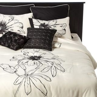Floral 8 Piece Bedding Set   Black/White (Queen)