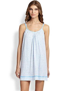 Oscar de la Renta Sleepwear Supima Cotton Knit Short Gown   Light Blue Print