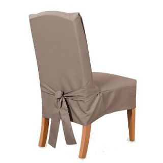 Sure Fit Cotton Duck Short Dining Room Chair Slipcover   Linen