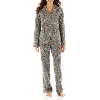 Ambrielle Flannel Pajama Set   Plus, Gray/Pink, Womens