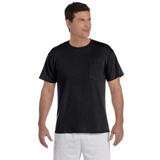 Hanes Mens Black 50/50 Comfortblend Ecosmart Pocket Undershirt (set Of 6)