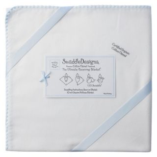 Swaddle Designs Organic Ultimate Receiving Blanket   Ivory with Blue Trim