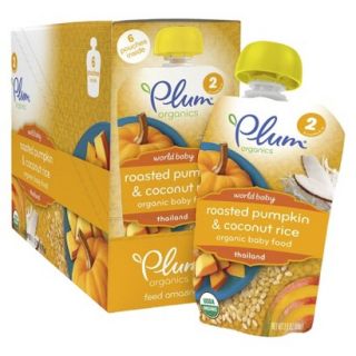 Plum Orgnanics   World Baby Roasted Pumpkin & Coconut Rice 3.5oz (6 Pack)