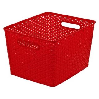 Room Essentials Y Weave Large Storage Basket   Set of 4   Translucent Red