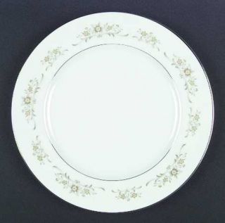 Wyndham Aurora Dinner Plate, Fine China Dinnerware   Green Flowers & Scrolls