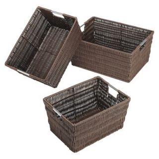 Whitmor Rattique Nesting Storage Baskets   Set of 3   Brown