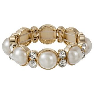 Lonna & Lilly Simulated Natural Set Pearl Stretch Bracelet with Clear Stone