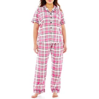 INSOMNIAX Short Sleeve Shirt and Pants Pajama Set   Plus, Womens