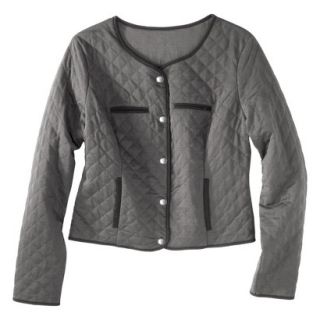 Merona Petites Long Sleeve Quilted Blazer   Gray/Black XXLP