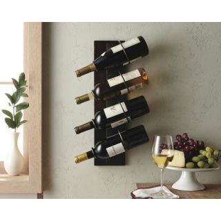 Wine Holder 4 Bottle Wine Holder with Metal Rings   Chocolate