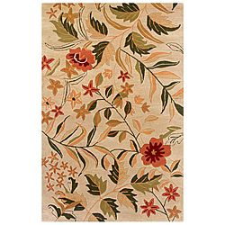 Hand tufted Hesiod Beige Floral Wool Rug (8 X 10)