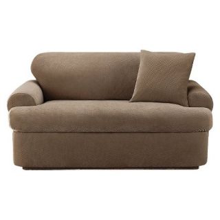 Sure Fit Stretch Pique 3 Pc T Sofa Slipcover   Taupe