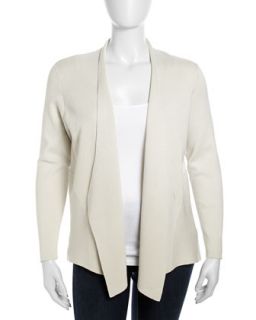 Silk Cotton Interlock Jacket, Bone, Womens