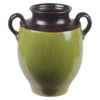 14 Vase With Handles   Green/Brown
