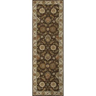 Hand tufted Traditional Oriental Pattern Brown Rug (26 X 6)