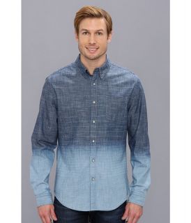 DKNY Jeans L/S Dip Dye Ombre Denim Shirt Casual Press Mens Long Sleeve Button Up (Blue)