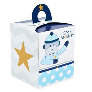 Sock Monkey Blue Cupcake Boxes (4)