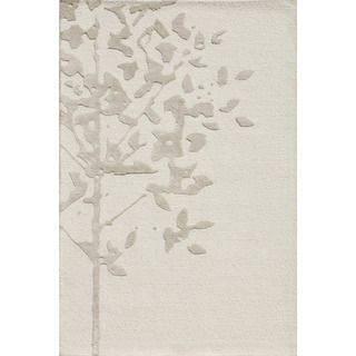 Hand tufted Transitional Abstract Pattern Textured Ivory Rug (36 X 56)