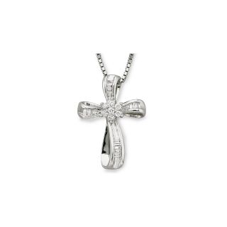 1/4 CT. T.W. Diamond Sterling Silver Cross Pendant, Womens