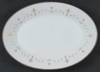 Noritake Courtney 14 Oval Serving Platter, Fine China Dinnerware   Gold&White S