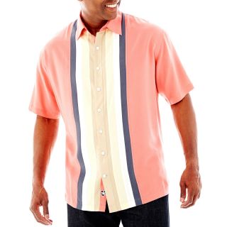Nat Nast Short Sleeve Trackside Silk Tencel Shirt Big and Tall, Tomato, Mens