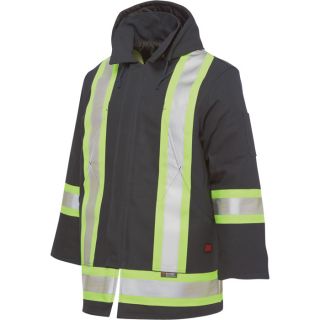 Tough Duck Hooded Class 2 High Visibility Parka   Navy, Large, Model S17471
