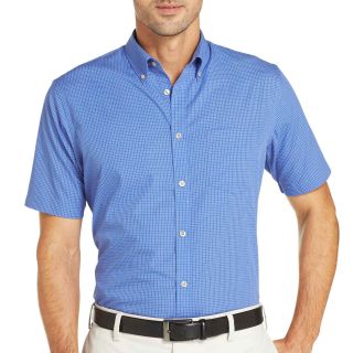 Van Heusen No Iron Button Front Shirt, Blue, Mens