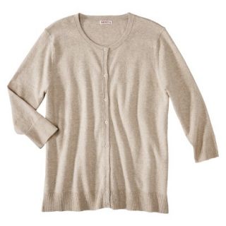 Merona Womens Plus Size 3/4 Sleeve Crew Neck Cardigan Sweater   Oatmeal 3