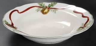 Noble Excellence Holly Bells Large Rim Soup Bowl, Fine China Dinnerware   Pineco