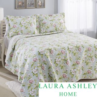 Laura Ashley Carlisle Mist Reversible Cotton 3 piece Quilt Set