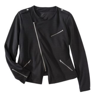 Merona Womens Plus Size Long Sleeve Moto Jacket   Black 2