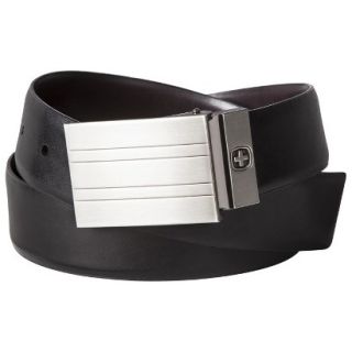 Swiss Gear Mens Genuine Leather Reversible Belt with Plaque Buckle  