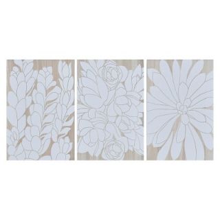 Wood Panel Decor Floral   White
