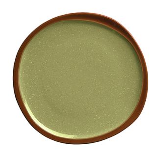 Syracuse China Organic Shaped Plate w/ Narrow Rim, Terracotta Clay, 2 Tone, 9x1 in, Fern