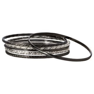Textured 2 Tone Multi Bangle Bracelets