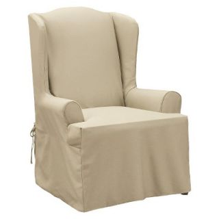 Sure Fit Twill Wing Chair Slipcover   Dark Flax