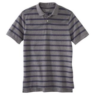 Mens Classic Fit Stripe Polo Shirt Mid Grey Navy S