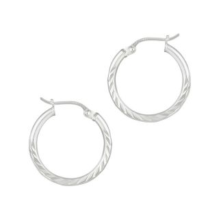 Bridge Jewelry Diamond Cut Tube Hoop Earring Sterling Silver