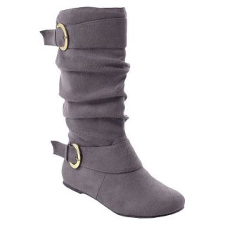 Womens Adi Designs Slouchy Faux Suede Wide Calf Boot   Grey 8.5
